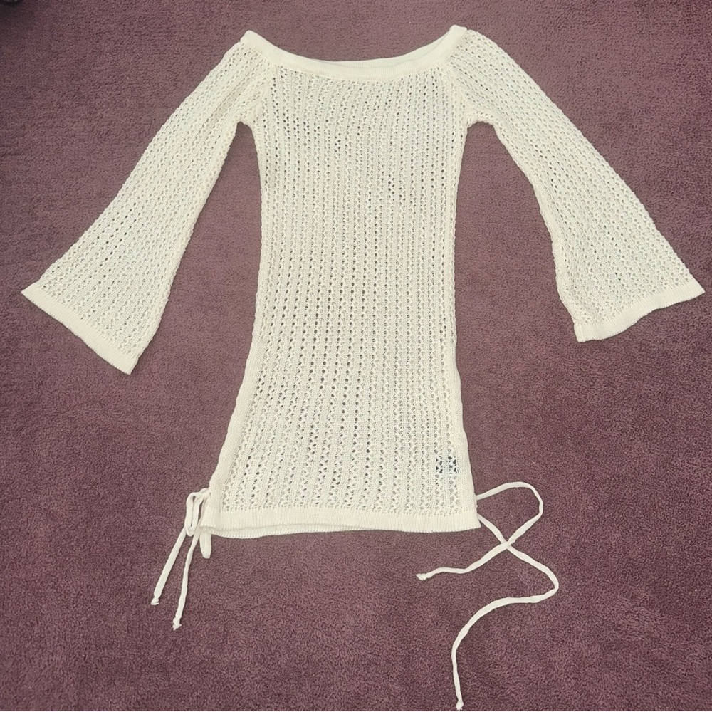 SHEIN Cream Off-the-Shoulder Knit Sweater